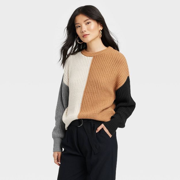 Women&#39;s Crewneck Pullover Sweater - A New Day&#8482; Naturals S | Target