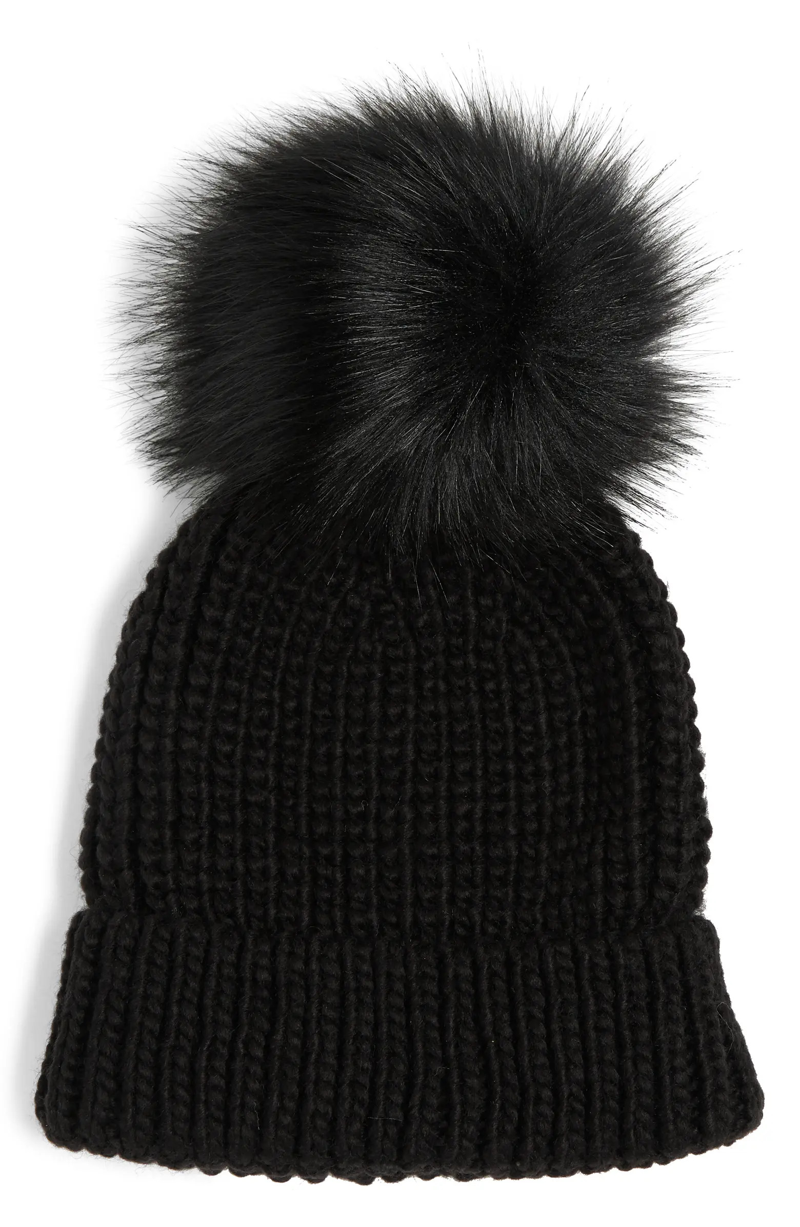 Kyi Kyi Knit Beanie with Faux Fur Pompom | Nordstromrack | Nordstrom Rack