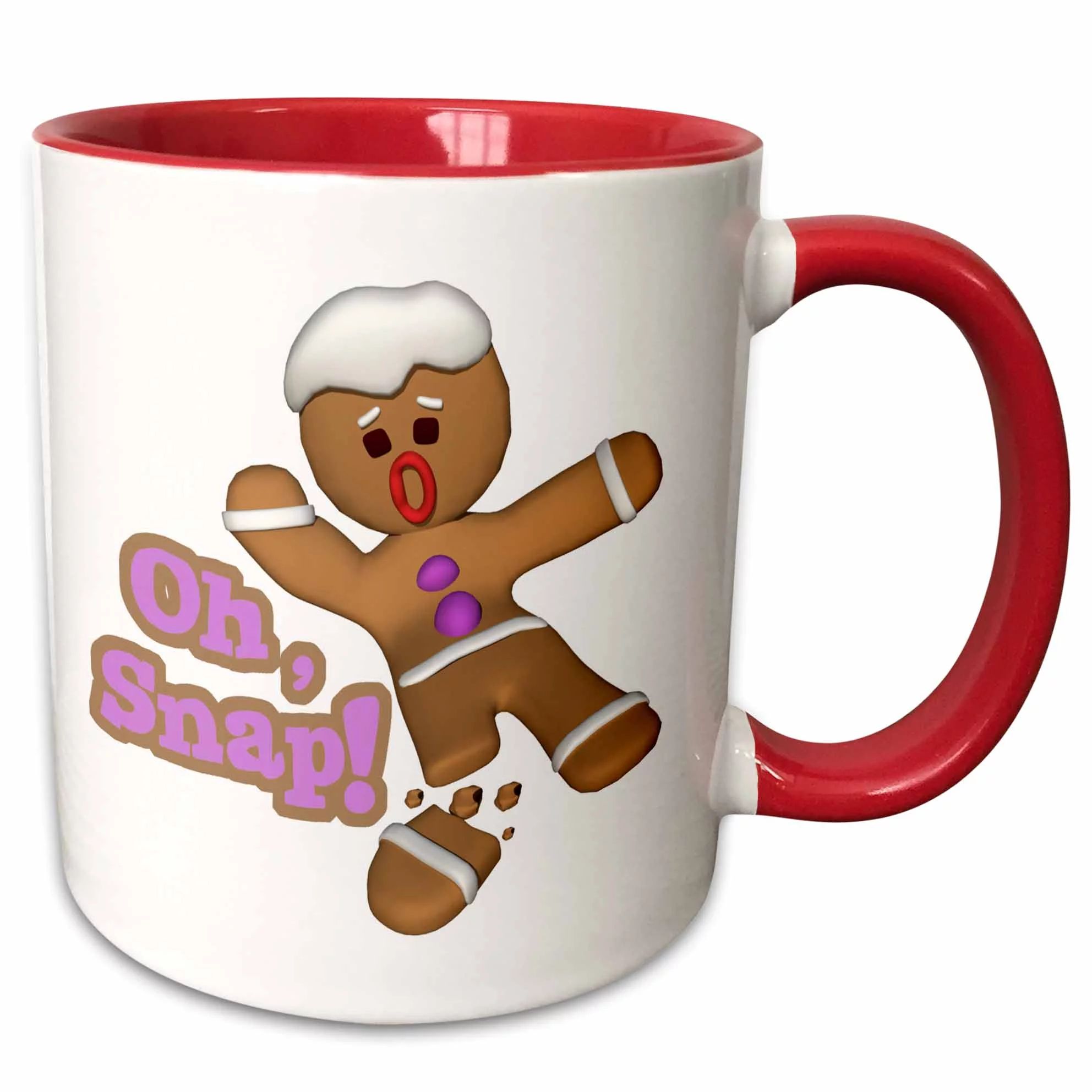 3dRose Funny Oh Snap Broken Snapped Gingerbread Man Cookie Holiday Christmas Humor - Two Tone Red... | Walmart (US)