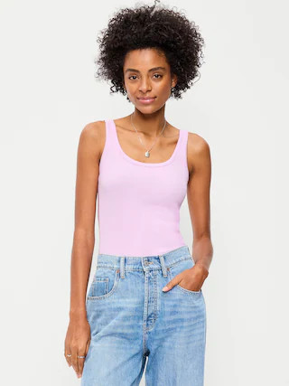 First-Layer Ribbed Scoop-Neck Tank Top | Old Navy (US)