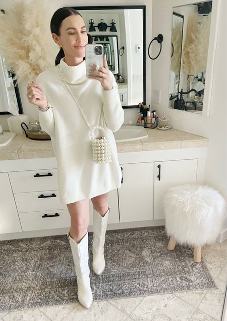 F A S H I O N \ winter white outfit! This sweater can be worn as a dress or oversized🤍 Wearing a M. On sale at Nord now for Black Friday!



#LTKstyletip #LTKsalealert