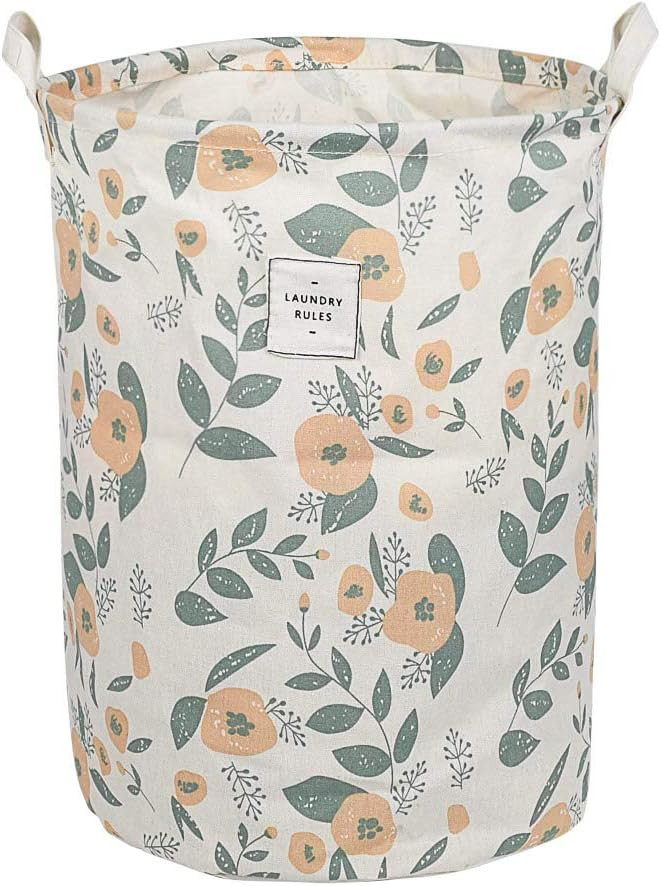 UUJOLY Collapsible Laundry Basket, Laundry Hamper with Handles Waterproof Round Cotton Linen Laun... | Amazon (US)