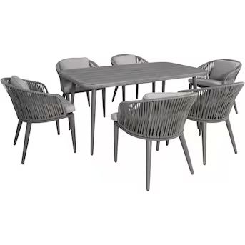 Mod Furniture Riley 7-Piece Multiple Colors/Finishes Patio Dining Set with Gray Cushions | Lowe's