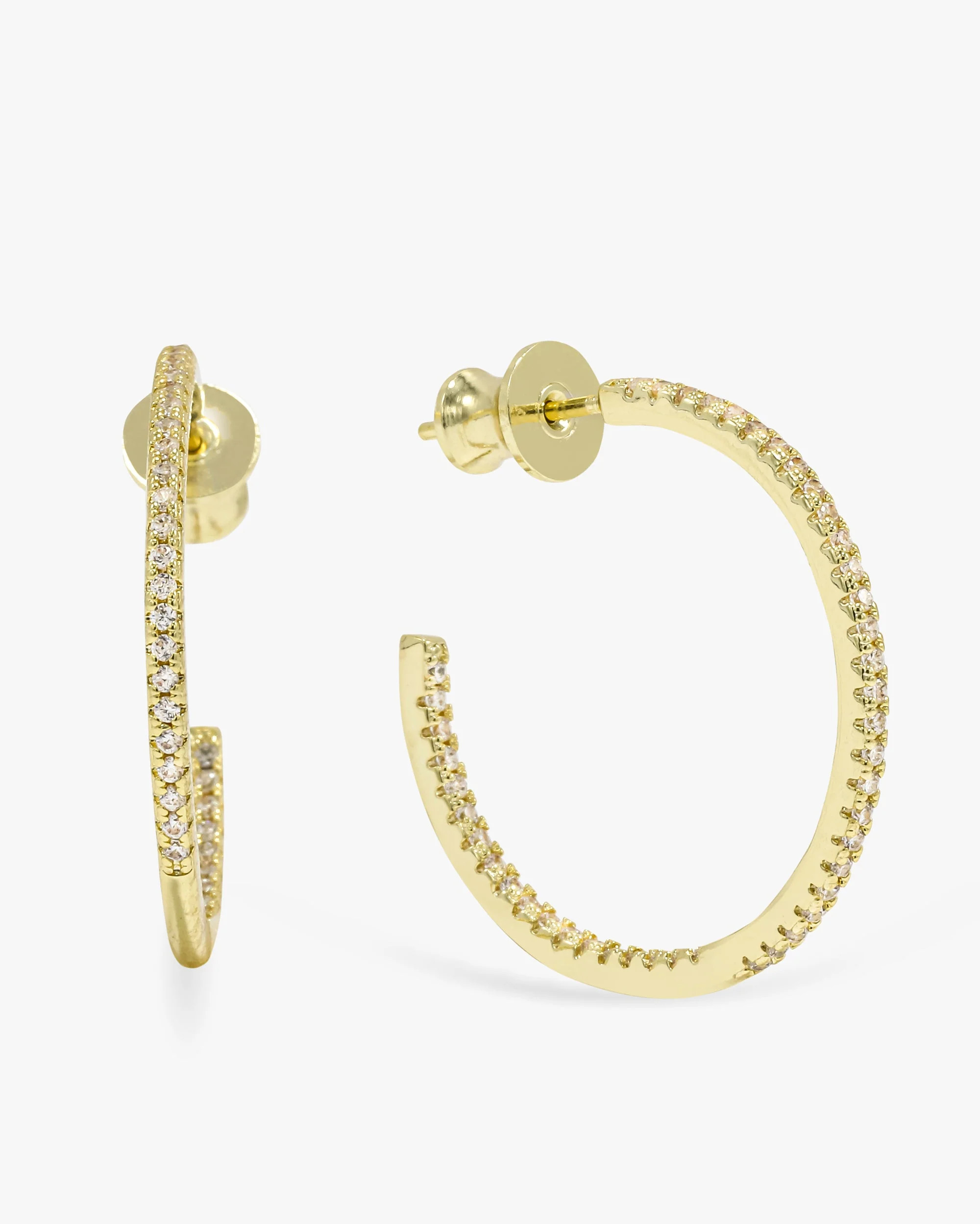 Badass Hoops 1" - Gold|White Diamondettes | Melinda Maria Jewelry