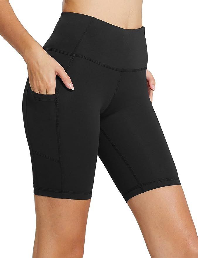 BALEAF Women's 8" /5" /2" High Waist Workout Yoga Running Compression Exercise Shorts Side Pocket... | Amazon (US)