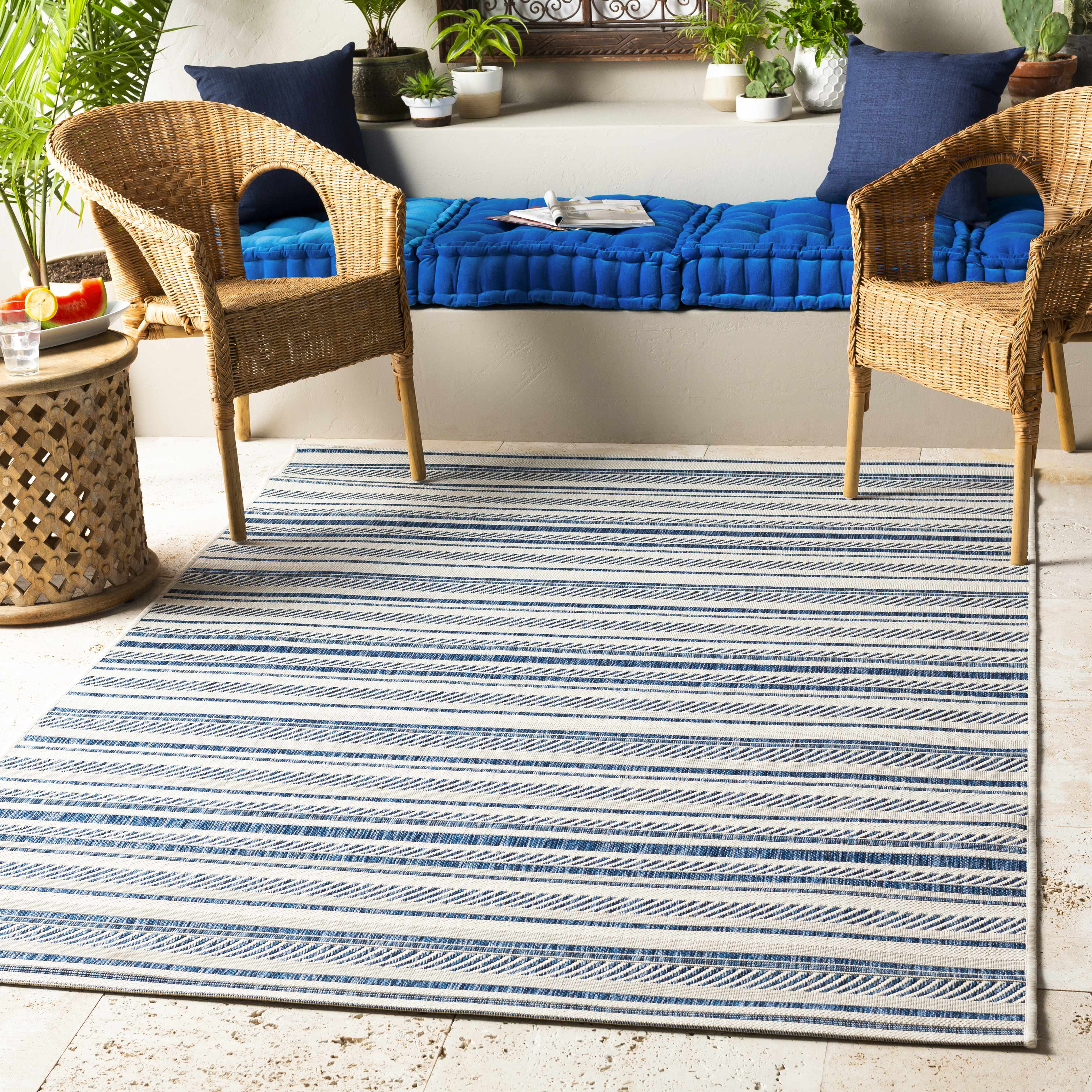 Olin White&Blue Performance Rug | Boutique Rugs