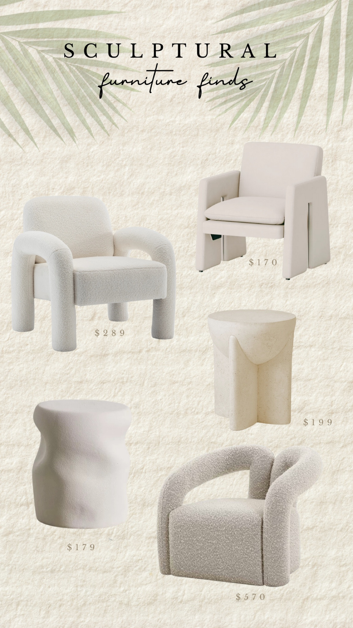 Sculptural furniture is TRENDING. Here are some neutral, furniture finds that make a statement. 

#LTKFind #LTKhome