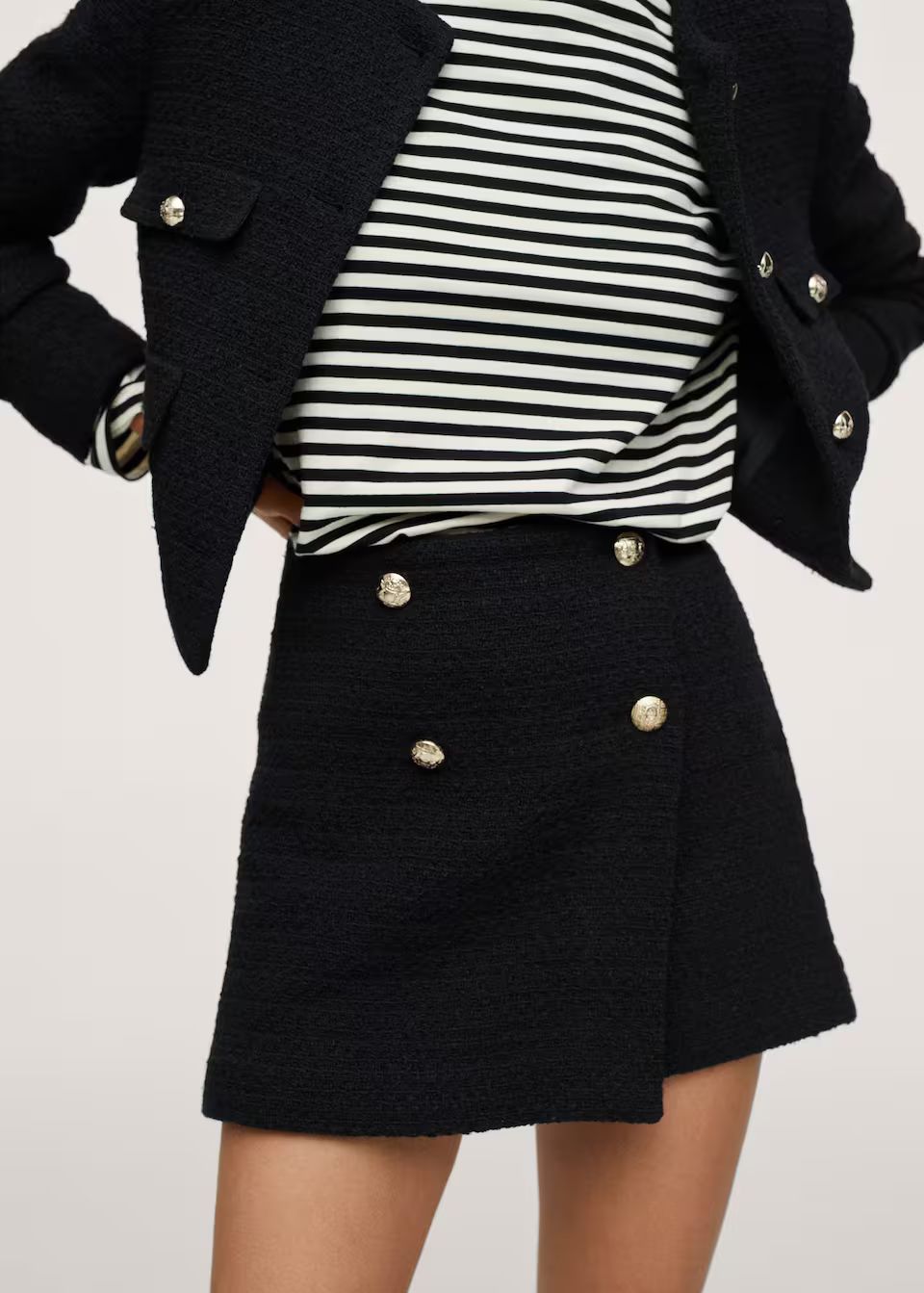 Tweed buttoned miniskirt | MANGO (US)
