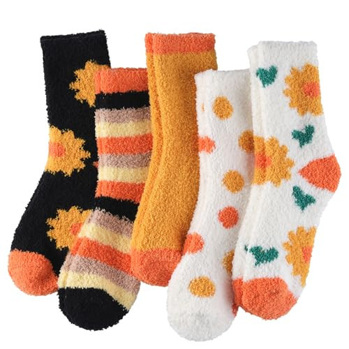 floconssy Fuzzy Socks for Women Gifts, Fall Sunflower Thanksgiving Warm Slippers Socks Fluffy Cozy Plush Socks for Winter Christmas Sleeping House | Amazon (US)