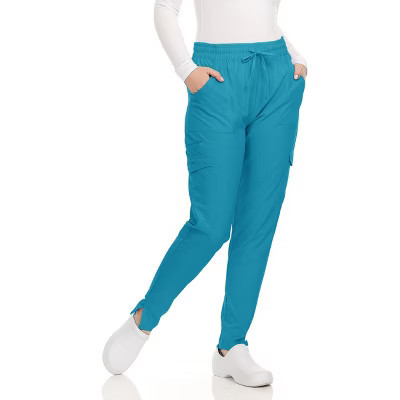 HEAL+WEAR Women’s Stretch Scrub Pants – Tapered Fit Medical Joggers with Pockets, Wrinkle-Free & Quick-Dry – Multiple Colors-Teal Blue-S | Target