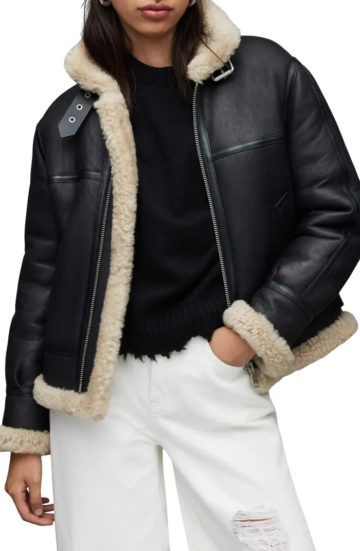 Lorel Genuine Shearling Flight Jacket | Nordstrom