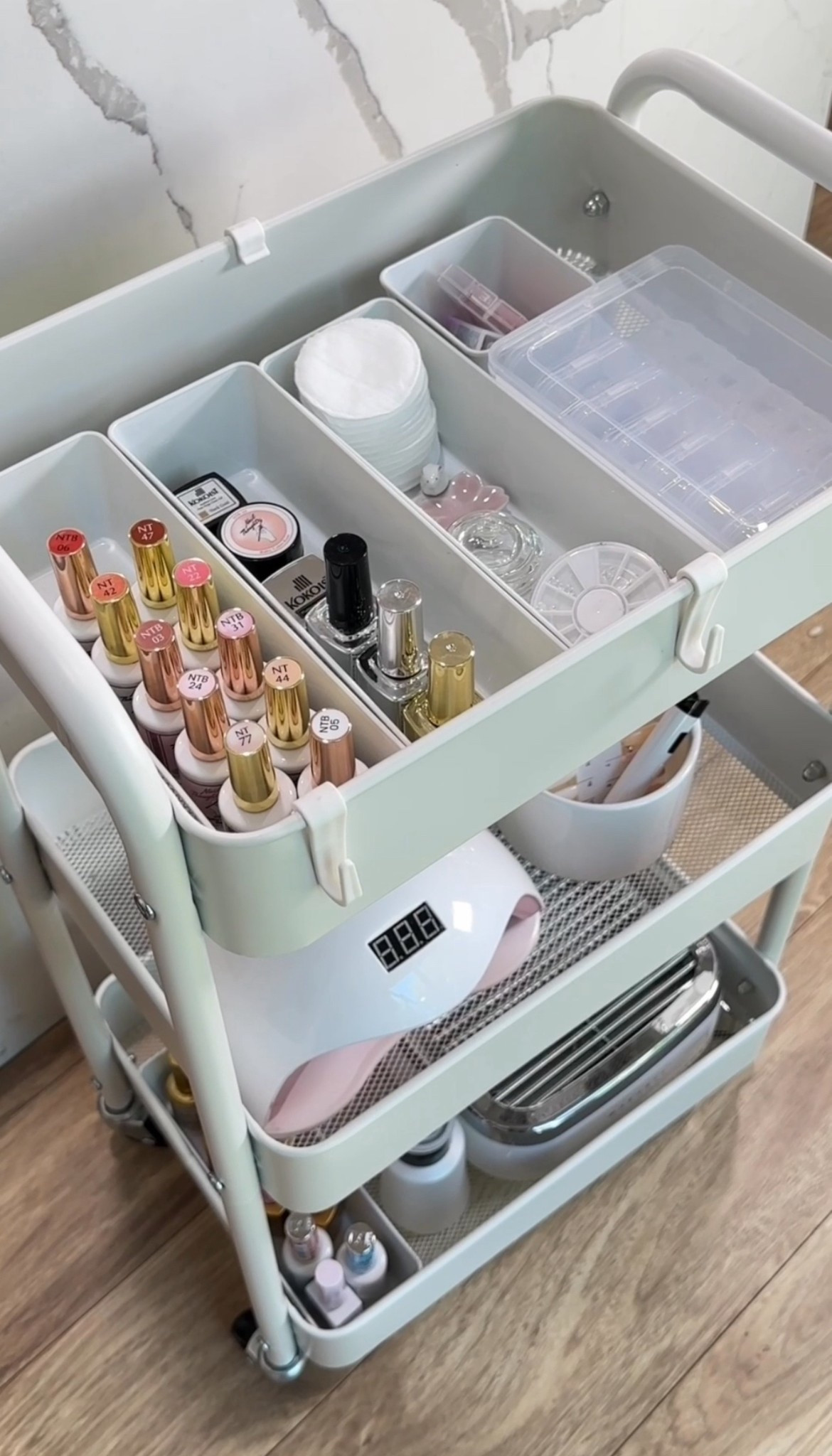 nail cart supplies 🤍💅🏽 the polishes I purchase directly on the KOKOIST and DND website 🫶🏽