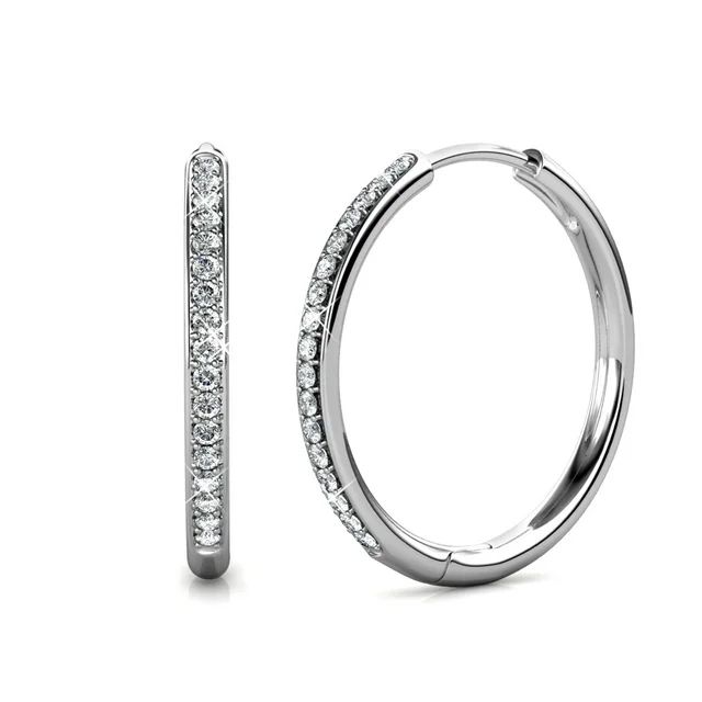 Cate & Chloe Bianca 18k White Gold Plated Silver Hoop Earrings | Women's Crystal Earrings | Jewel... | Walmart (US)