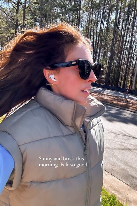 My love language is long walks on a sunny morning ☀️ 

Puffer vest, long sleeve fitted shirt, chain earrings, AirPods

#LTKfindsunder50 #LTKstyletip #LTKfitness