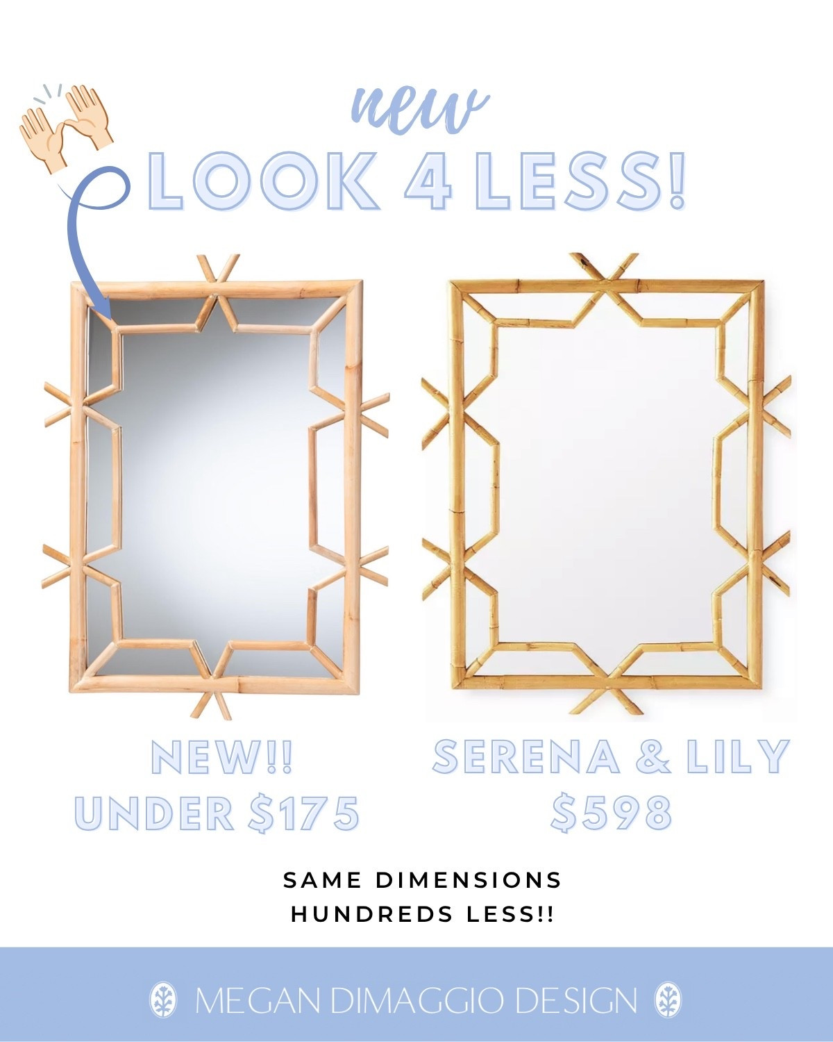 Wow!! Brand new Serena & Lily Lanai look 4 less mirror (in the natural color) for UNDER $175 vs. their $598. It’s the EXACT SAME SIZE!! which is decent if you’ve ever seen it in person!! Will go so fast!! Don’t wait to snag!! 🙌🏻🏃🏼‍♀️💨

#LTKHome #LTKSaleAlert
