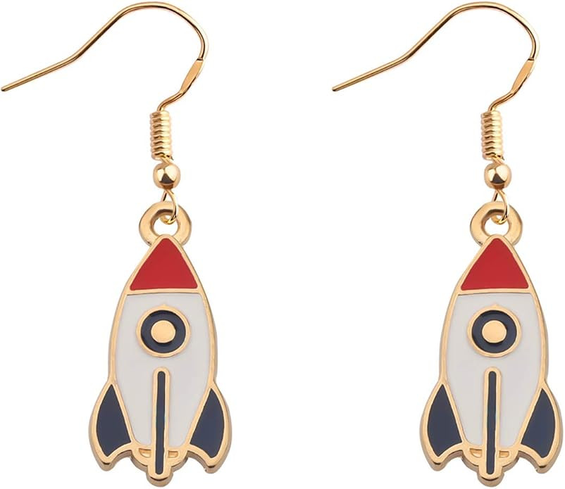 TIIMG Dainty Rocket Ship Gift Astronomy Gift Astronaut Gift Rocket Space Ship Pendant Earrings Sp... | Amazon (US)