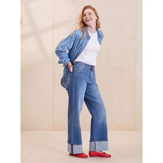 Levi Strauss Signature Women's Vintage Mid Rise Cuffed Stovepipe Jeans | Walmart (US)