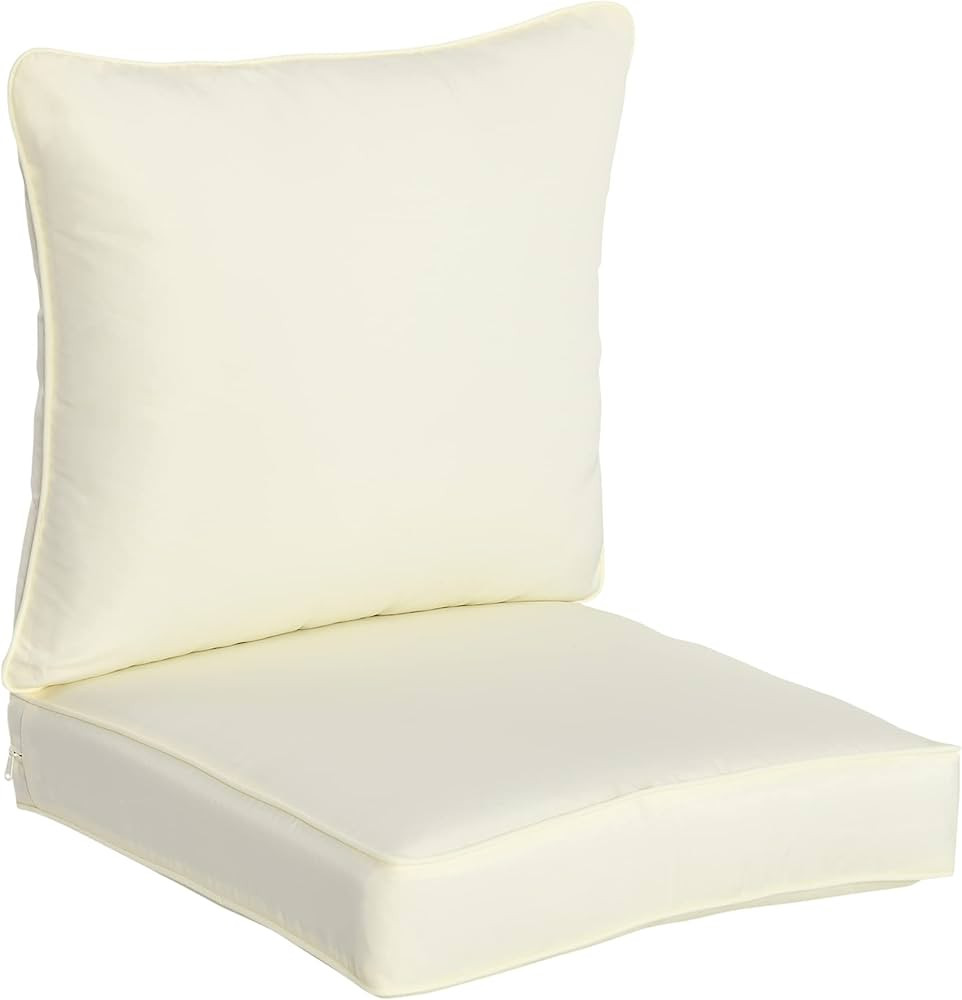 Outsunny Patio Chair Cushions, Thick Deep Seat Outdoor Seat Cushion with Back Cushion, Cream Whit... | Amazon (CA)