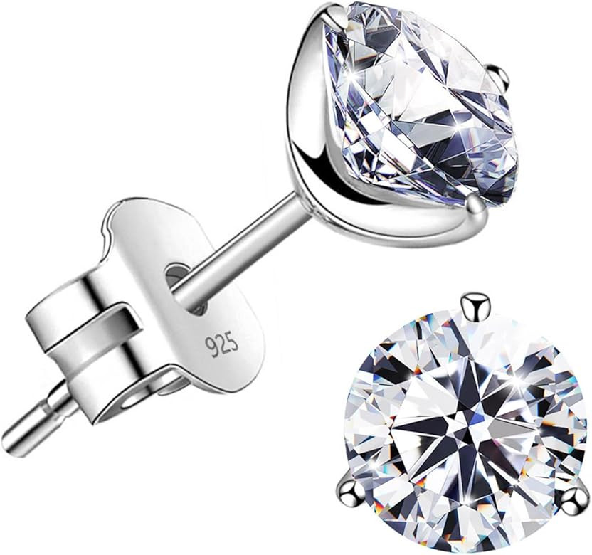 "STUNNING FLAME" 18K Gold Plated Silver Brilliant Cut Simulated Diamond Cubic Zirconia Stud Earri... | Amazon (US)