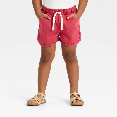 Toddler Girls' Woven Denim Shorts - Cat & Jack™ Red 18M | Target