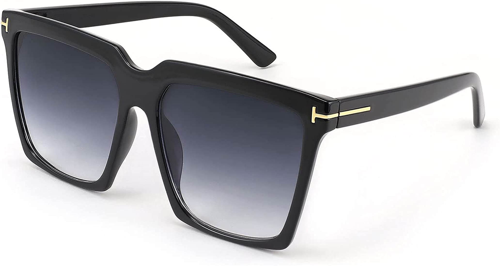Amazon.com: FEISEDY Fashion Oversized Square Sunglasses Women Men with Metal T shaped design B404... | Amazon (US)