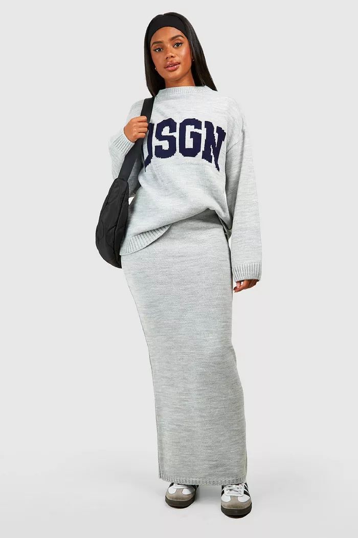 Dsgn Crew Neck Knitted Sweater And Maxi Skirt Set | boohoo (US & Canada)