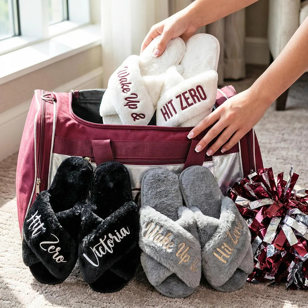 Bulk Custom Wake Up and Hit Zero Fluffy Slippers, Cheer Team Gifts, Cheer Competition Gifts | Etsy (US)