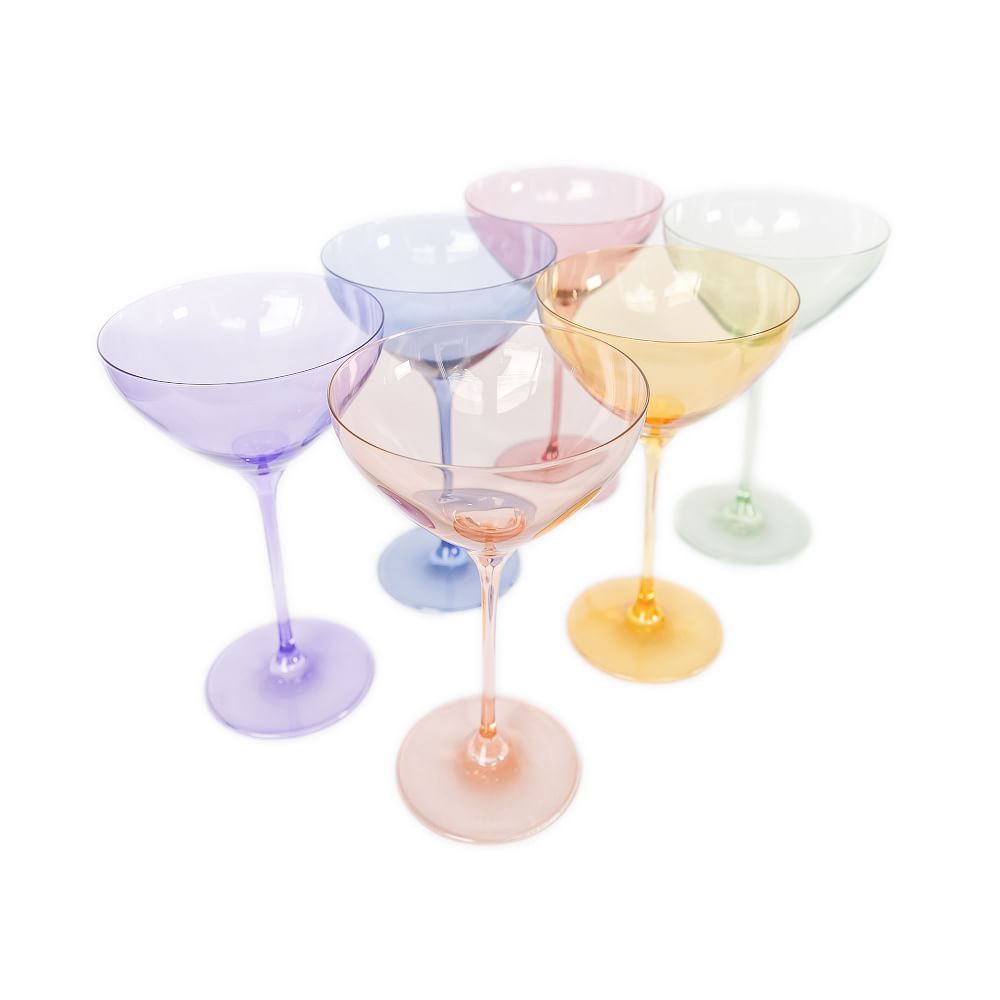 Estelle Colored Glass Martini Glass Set Mint Green | West Elm (US)