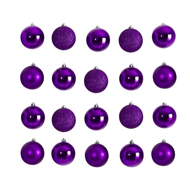 Nearly Natural Purple Plastic Holiday Christmas 3" Shatterproof Ornament Set, 20 Count - Walmart.... | Walmart (US)