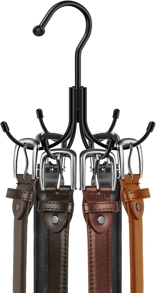 Belt Hanger, HOMEBROS Black 360° Rotatable Metal Belt Rack Organizer for Closet Space Saving Bel... | Amazon (US)