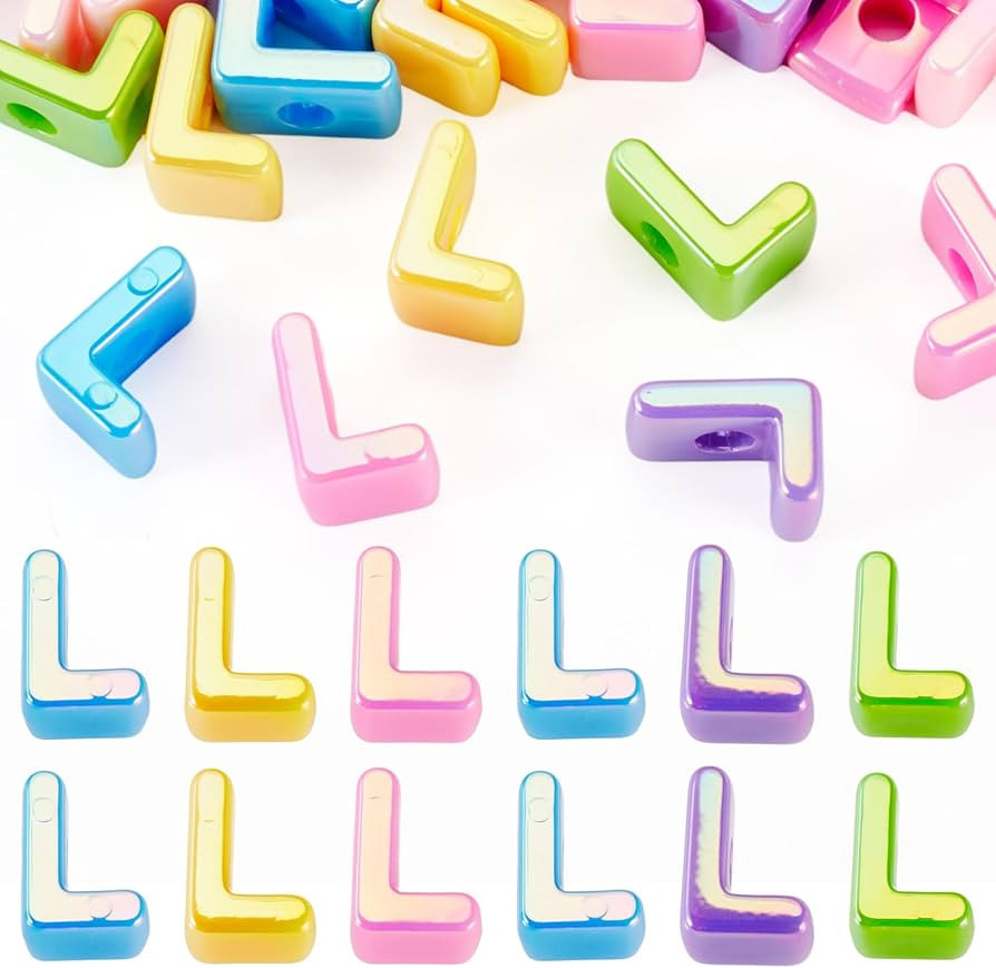Beadthoven 20pcs Big Letter L Beads Large Hole Bubble Alphabet Acrylic Beads Charm Iridescent Pla... | Amazon (US)