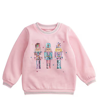 Baby/Little Girls Long-Sleeve Sequin-Embellished Nutcracker-Appliqued Brushed-Back French Terry S... | Dillard's