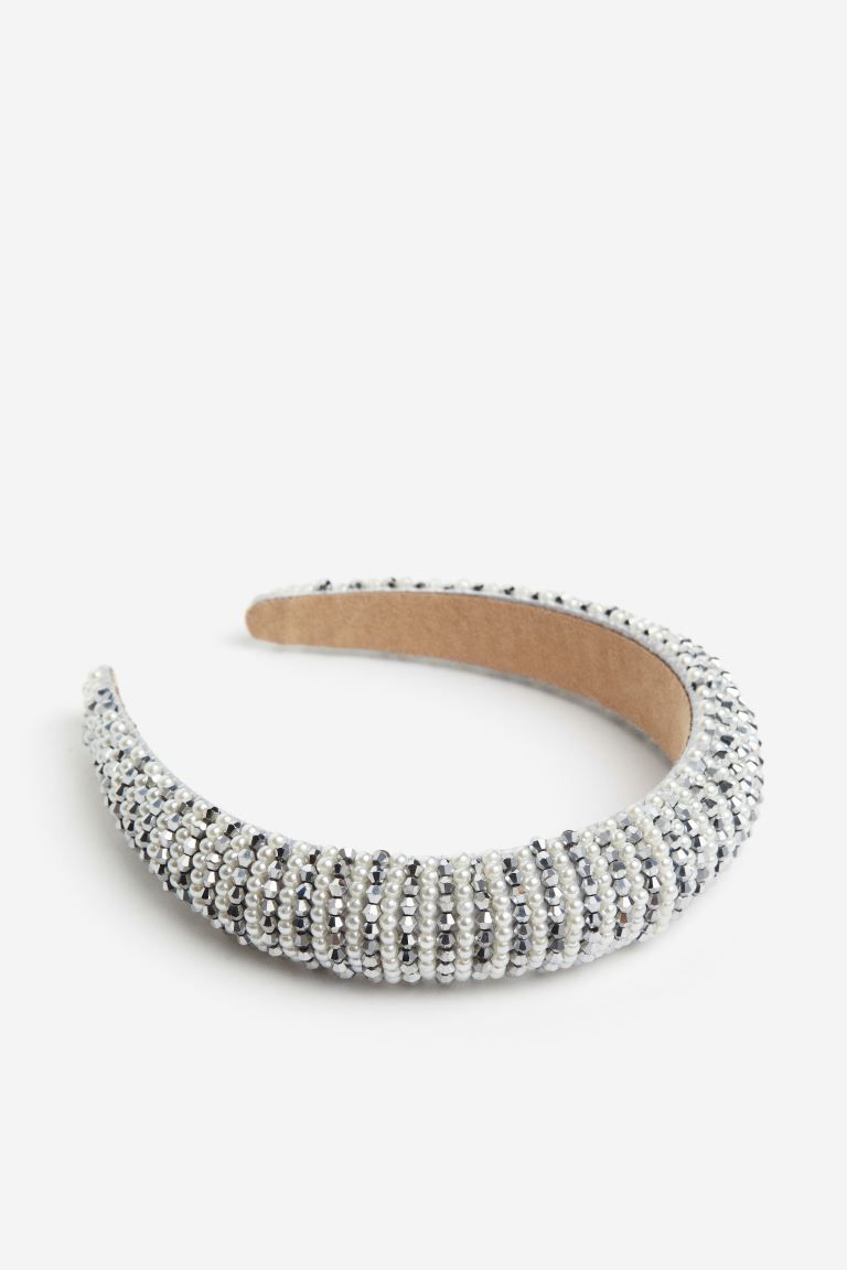 Beaded Hairband - White/silver-colored - Ladies | H&M US | H&M (US + CA)