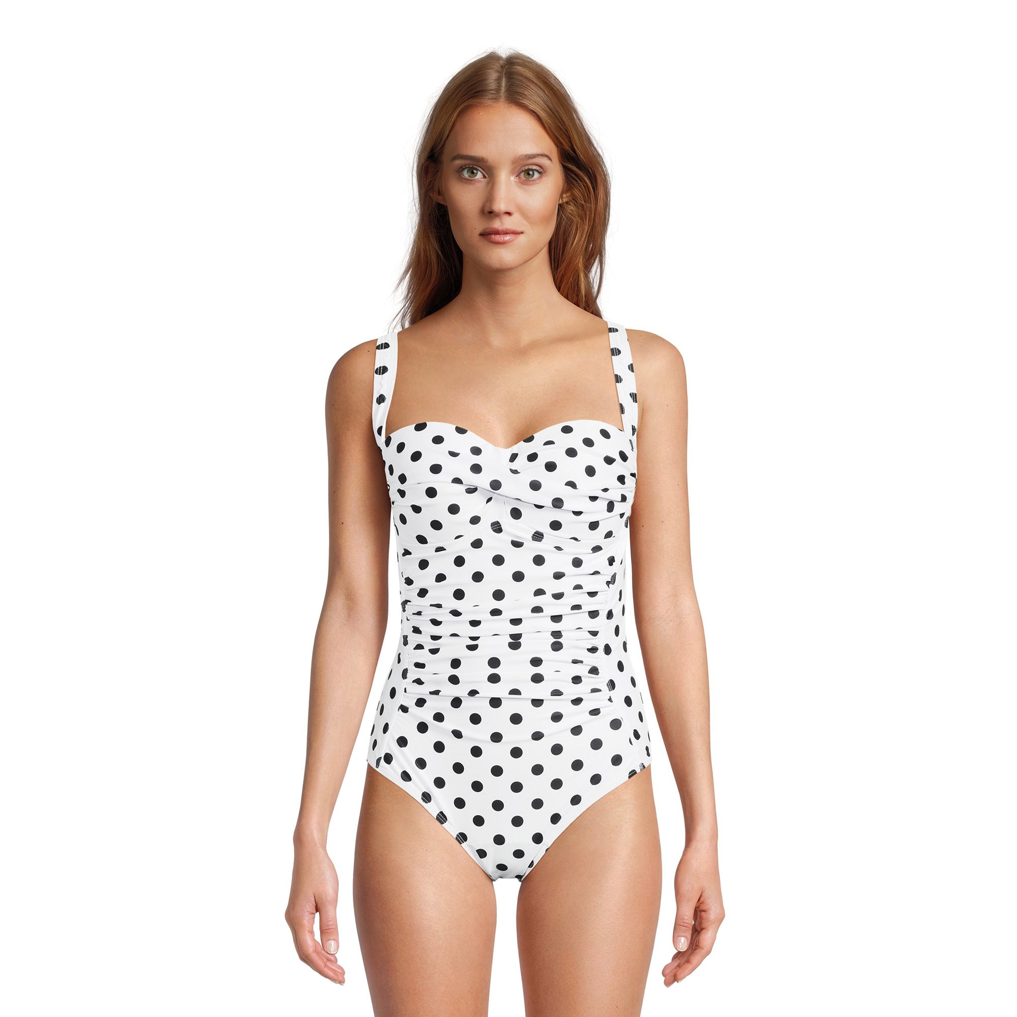 Nicole Miller Women's One Piece Polka Dot Bandeau Swimsuit - Walmart.com | Walmart (US)