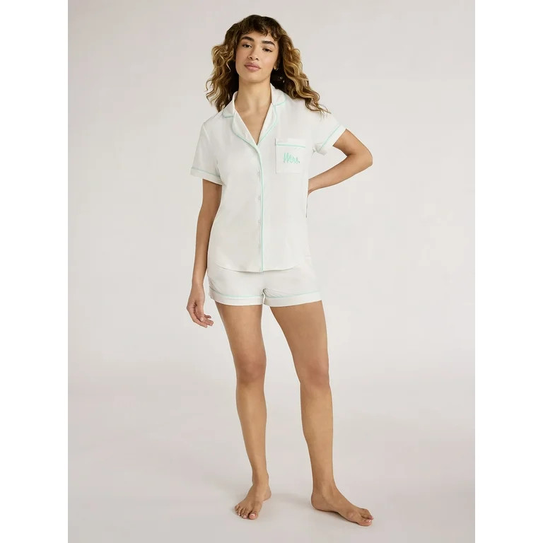 Joyspun Women's Bridal Notch Collar Top and Shorts Pajama Set, 2-Piece, Sizes XS to 3X - Walmart.... | Walmart (US)
