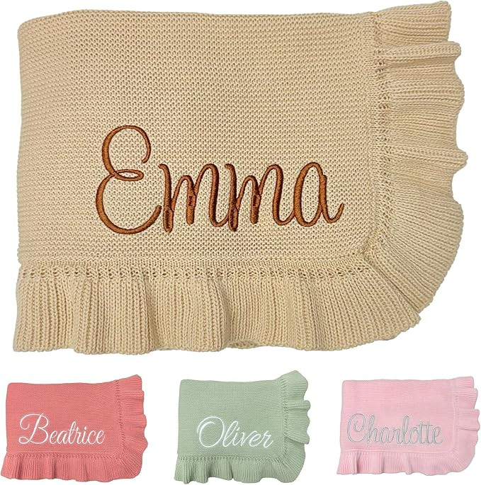 Knit – 30x40in Personalized Baby Blanket for Newborn Girl and Boy – Custom Blanket with Name ... | Amazon (US)