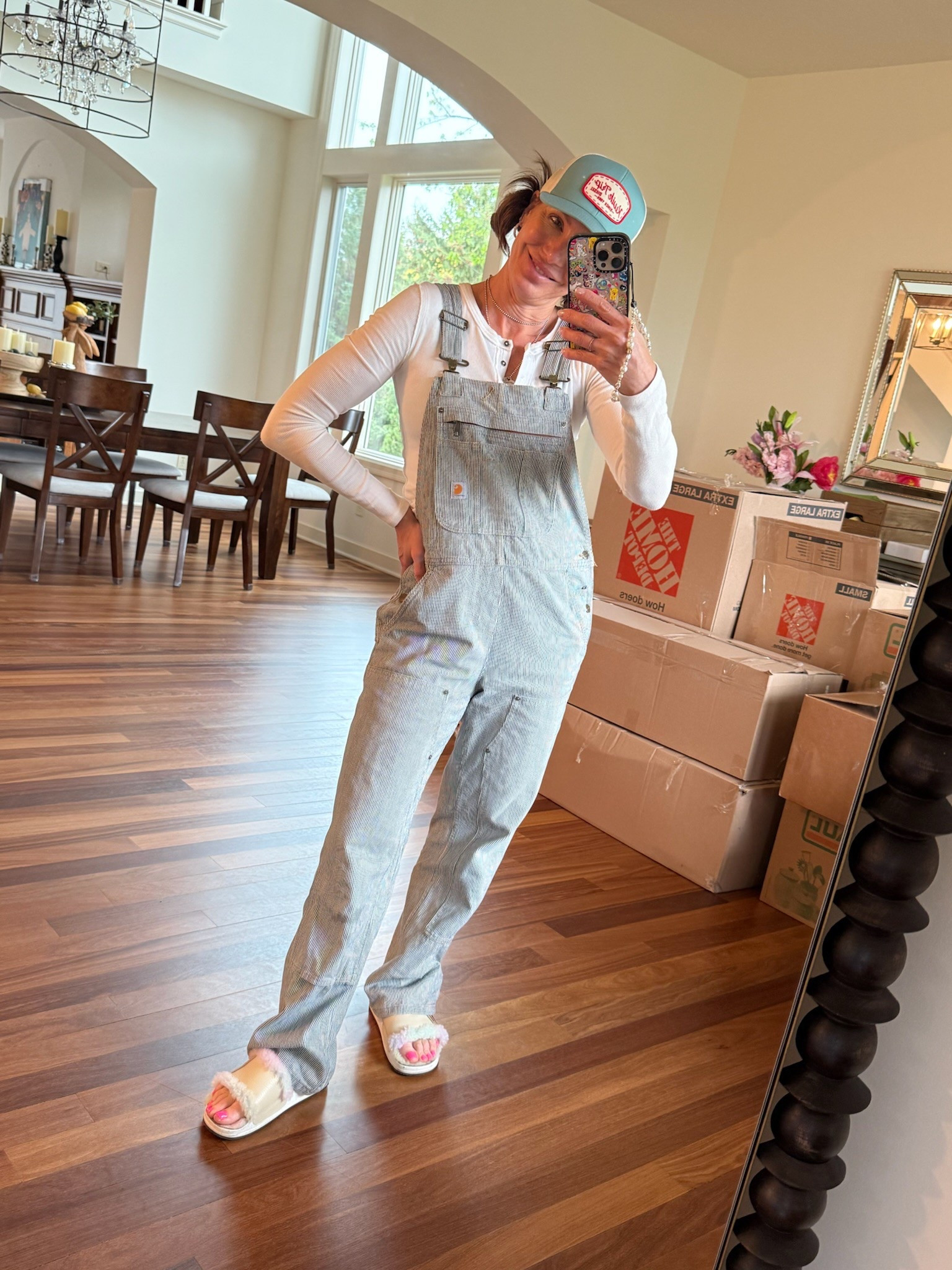 Yesterday ootd! Love these carhartt overalls- so perfect for spring and summer! Paired with a Henley shirt and fuzzy slides. 

#LTKSeasonal #LTKStyleTip #LTKOver40