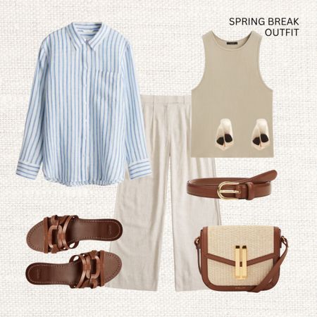 Elevate your spring break style with breezy linen trousers, a cozy knit tank top, and a classic striped linen shirt paired with tan sandals and accessories. Perfect for beachside cocktails, coastal walks, or exploring quaint villages. Embrace effortless elegance wherever your spring break adventures take you! 😎

‼️Don’t forget to tap 🖤 to add this post to your favorites folder below and come back later to shop

Make sure to check out the size reviews/guides to pick the right size

Spring break style, casual outfit, linen trousers, tan sandals, tan raffia bag demellier, strappy waistcoat, short trench coat, spring break fashion, resort wear, city trip outfit, vacation attire, warm weather outfit ideas, holiday getaway, #LinenLove #SpringBreakStyle #LTKFashion

#LTKSeasonal #LTKtravel #LTKstyletip