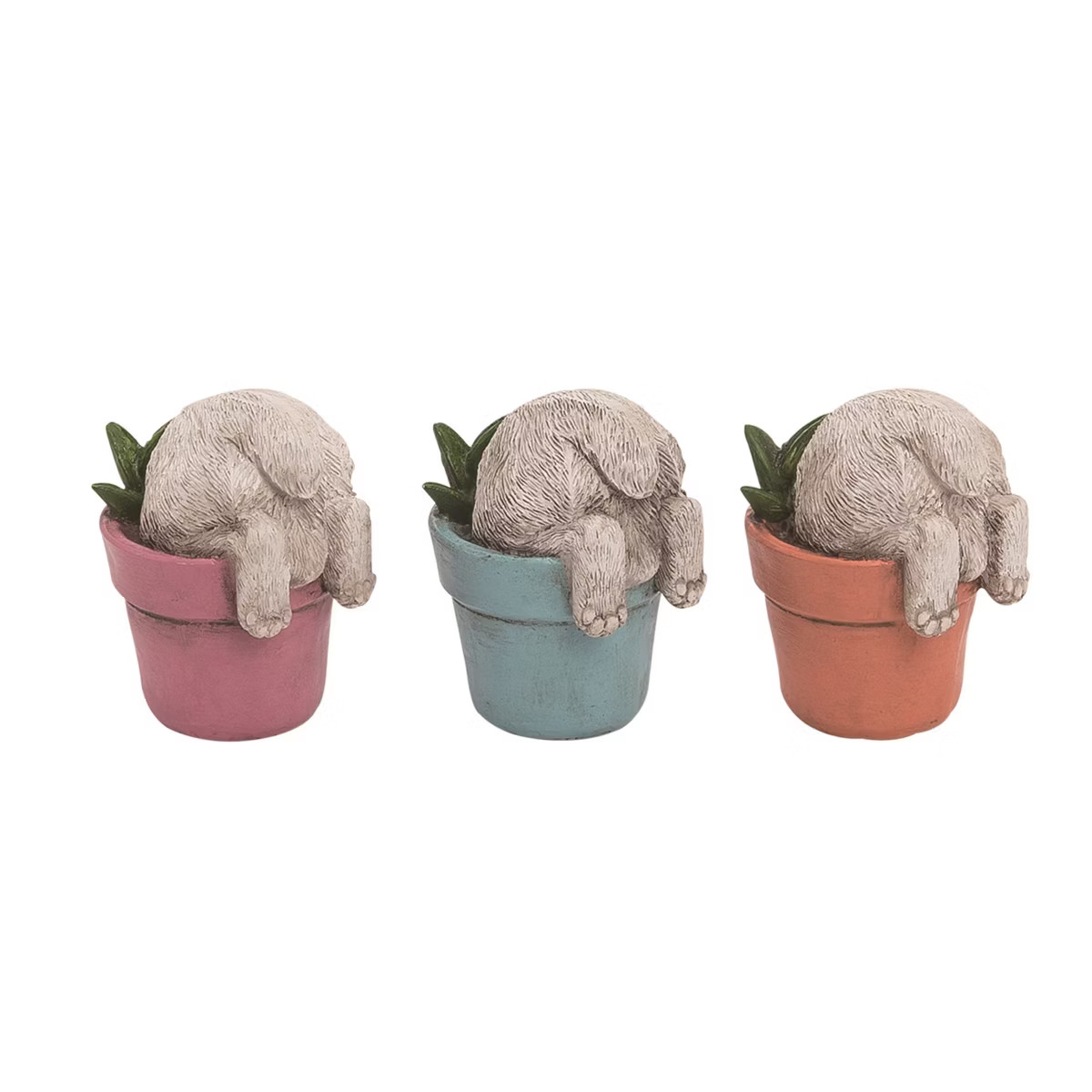 Transpac Resin Bunny In Pot Figurine Set of 3 Spring Home Decorations | Target