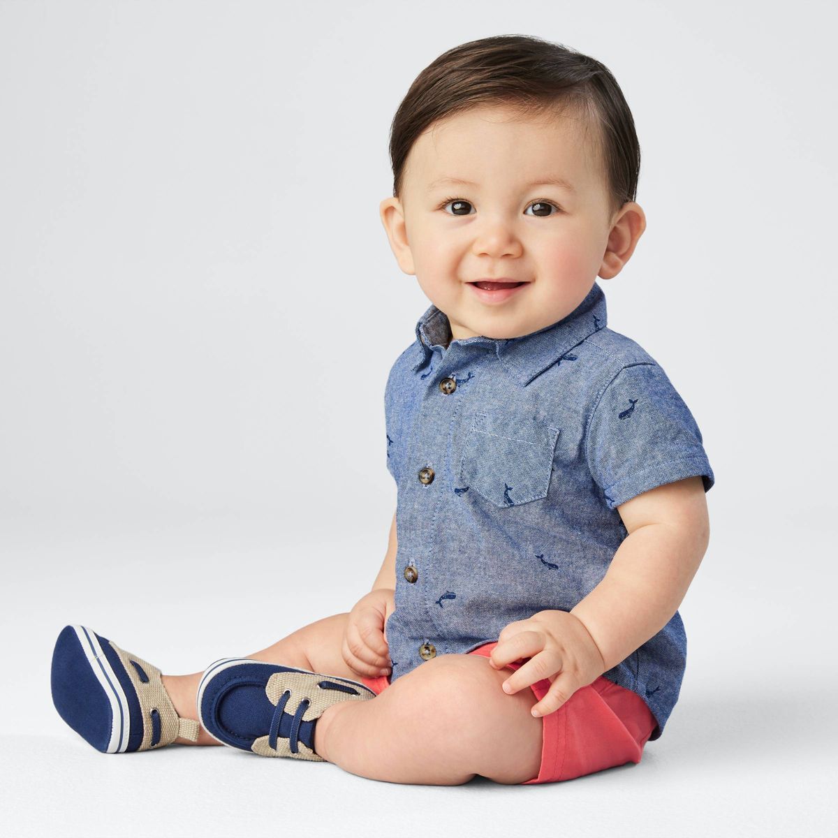Carter's Just One You® Baby Boys' Chambray Coral Top & Bottom Set - Blue | Target