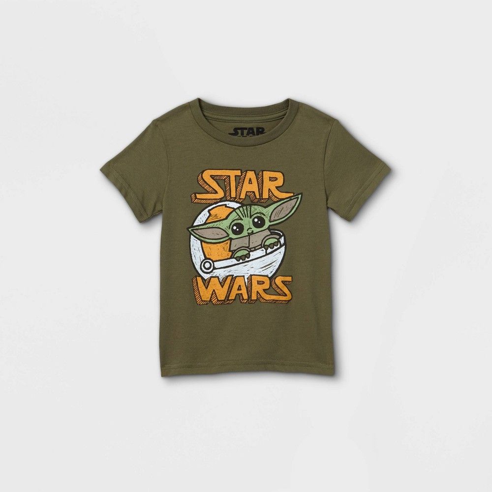 Toddler Boys' Star Wars Baby Yoda Short Sleeve Graphic T-Shirt - Olive Green 18M | Target