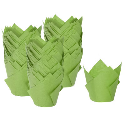 Unique Bargains Greaseproof Paper Baking Standard Tulip Cupcake Liners 3.15" x 1.97" 150 Pcs Green | Target