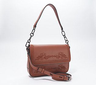As Is Lodis Floral Embossed Leather Bag with Two Straps | QVC