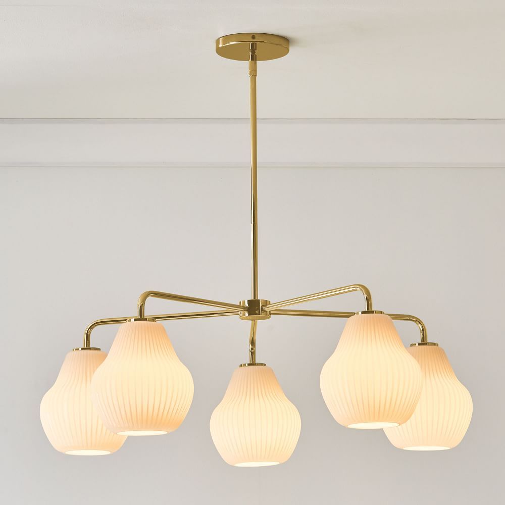 Sculptural 5-Light Chandelier, Small Ribbed, Champagne, Antique Brass, 7.5&amp;quot; | West Elm (US)