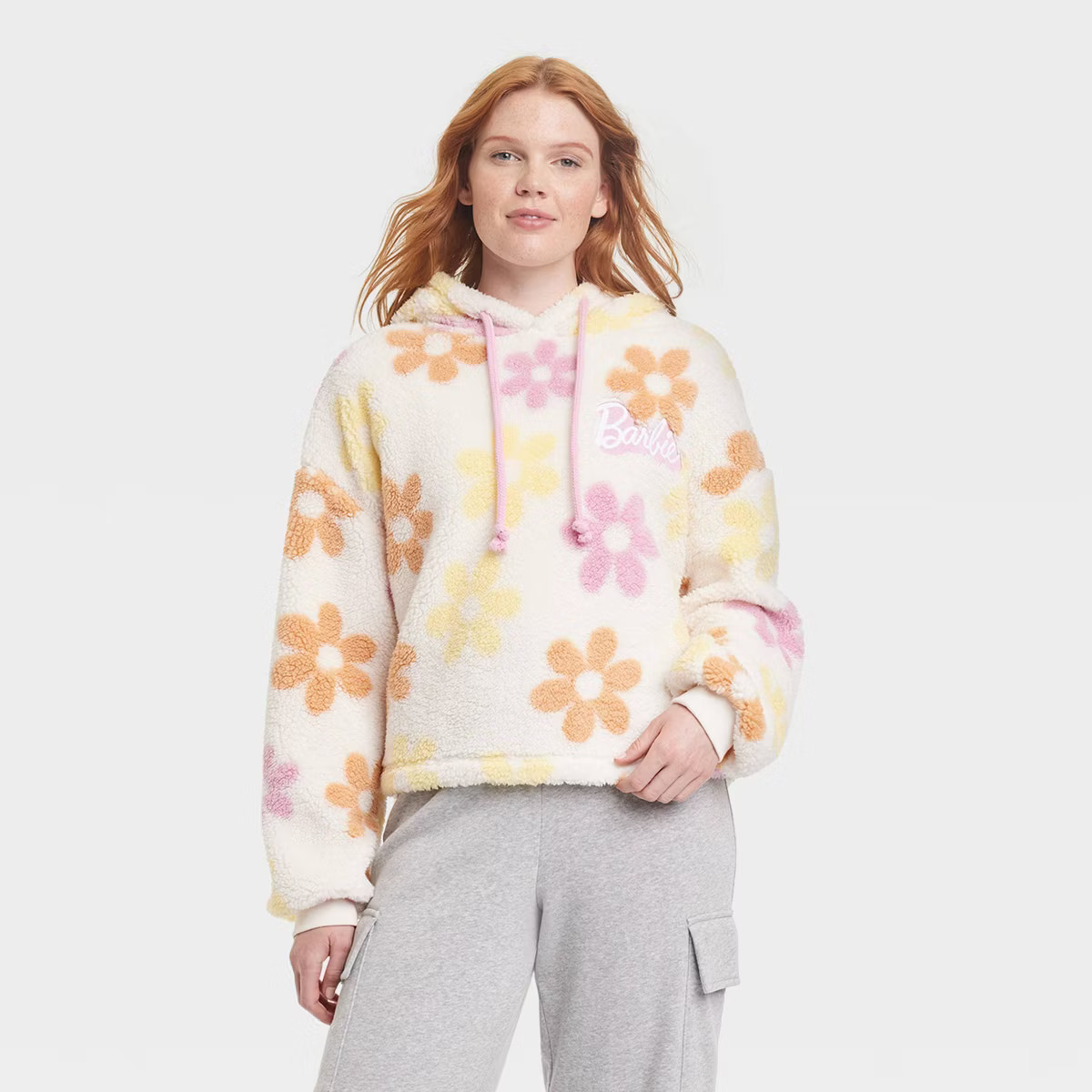 Women's Barbie Graphic Faux-Fur Jacket - Off-White | Target