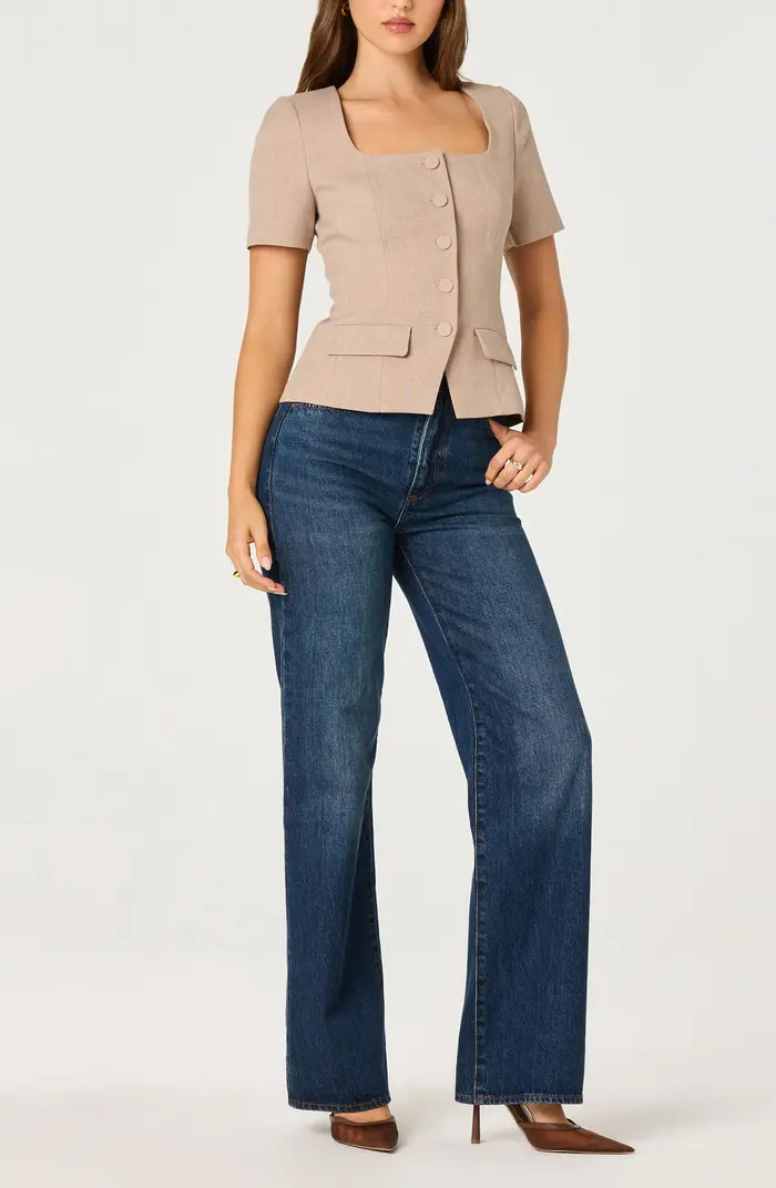 Square Neck Short Sleeve Jacket | Nordstrom