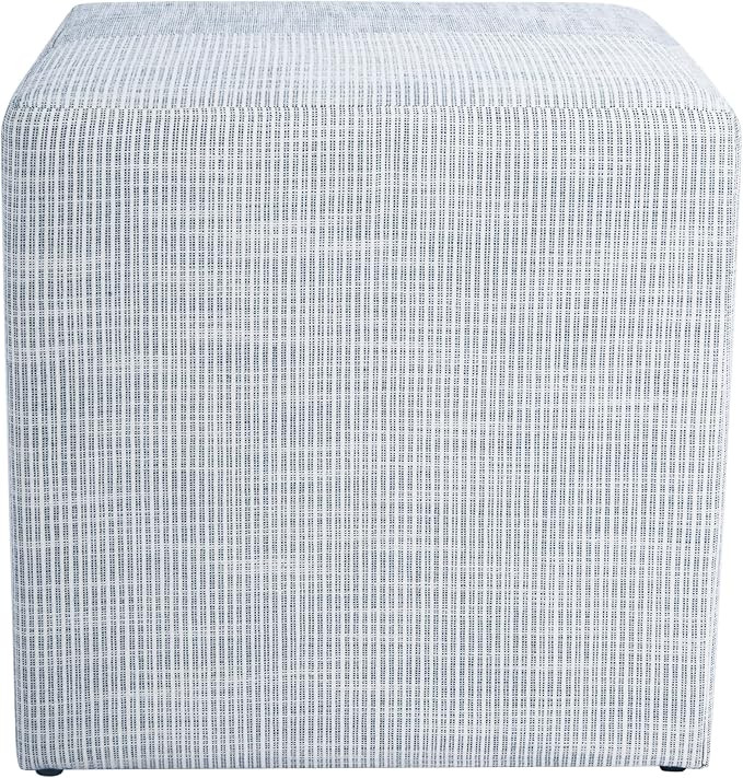 HomePop 19" Square Ottoman - Blue Pinstripe Fabric | Amazon (US)