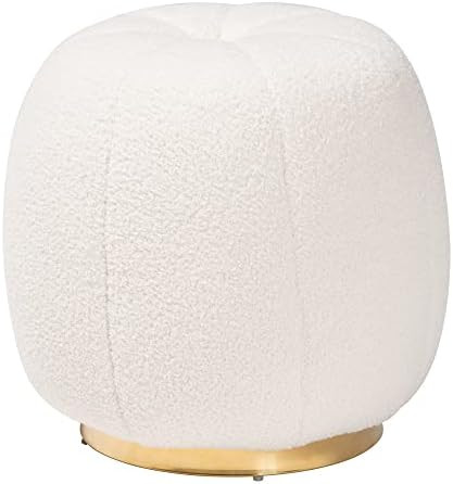 Baxton Studio Raelynn Ottoman, One Size, Ivory | Amazon (US)