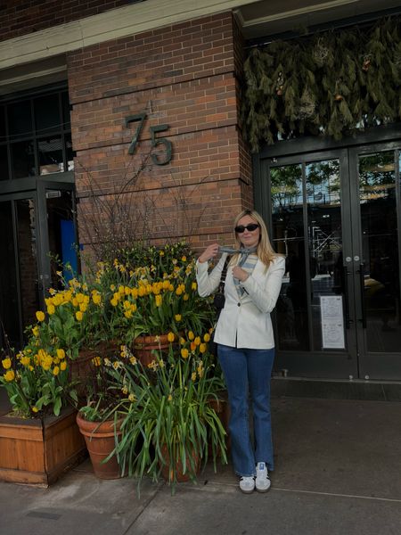 Spring in the city: wearing white blazer, flare jeans (70s!) from Walmart #Walmartfashion 

Spring outfit • city outfit • blazer outfit 

#LTKworkwear #LTKshoecrush #LTKstyletip