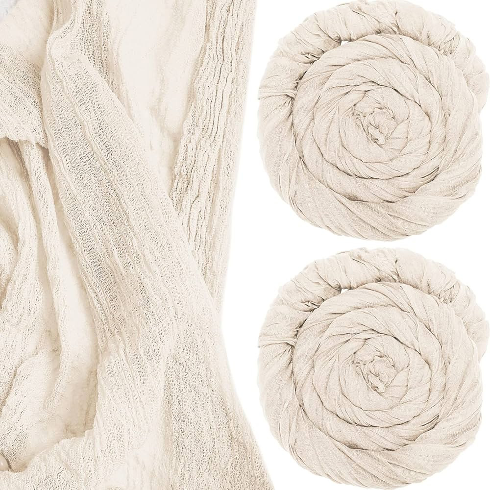 2 Pack Cheesecloth Gauze Table Runner, 13 Ft x 35 Inch Semi Sheer Table Cheese Cloth for Wedding ... | Amazon (US)